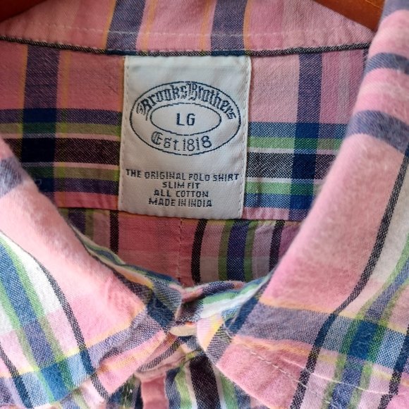 Brooks Brothers Pink Madras Shirt  Size L - Picture 2 of 2
